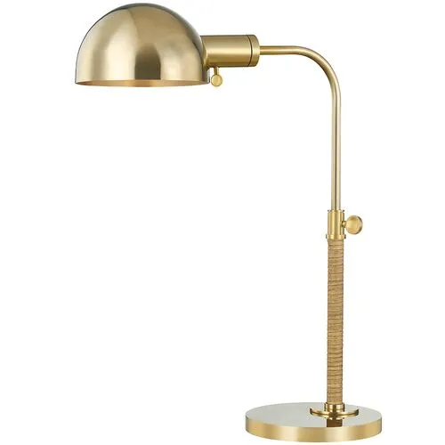 Devon Table Task Lamp - Rattan/Aged Brass - Gold