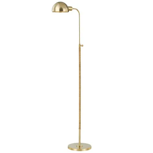 Devon Floor Task Lamp - Rattan/Aged Brass - Gold