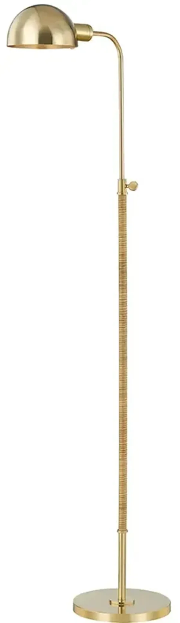 Devon Floor Task Lamp - Rattan/Aged Brass - Gold