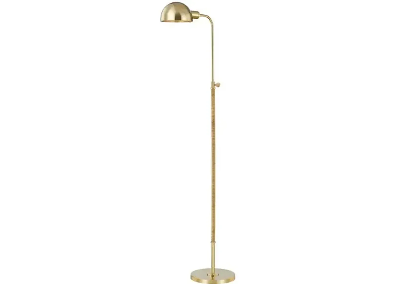 Devon Floor Task Lamp - Rattan/Aged Brass - Gold