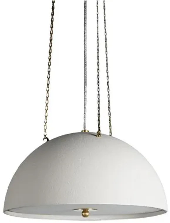 Chiswick Dome Pendant - Aged Brass/White Plaster