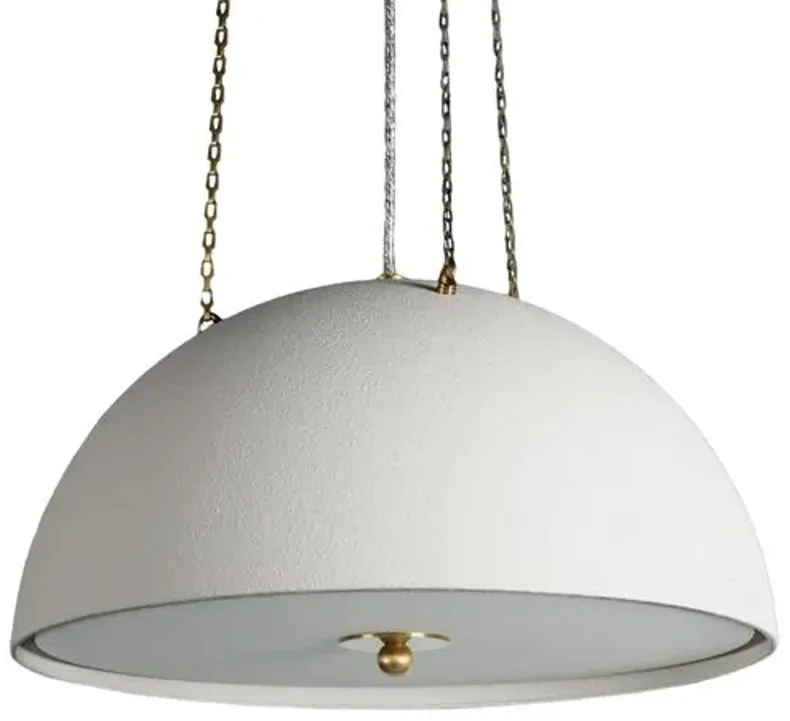 Chiswick Dome Pendant - Aged Brass/White Plaster