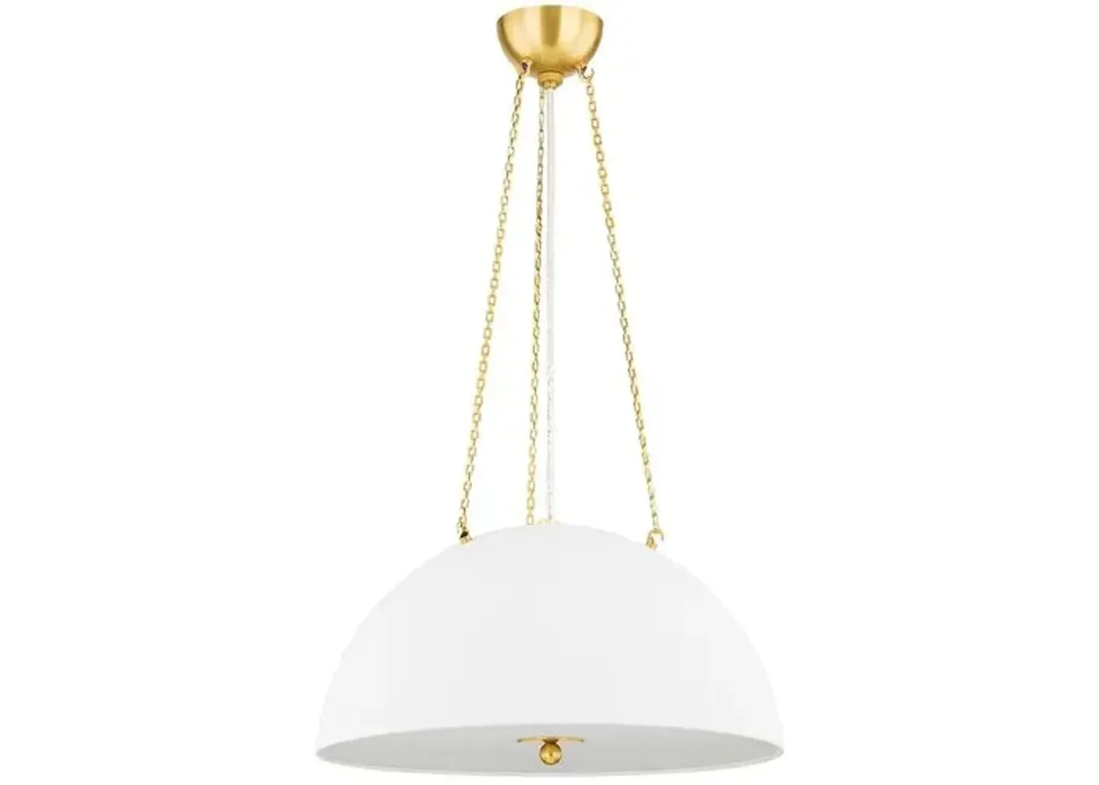 Chiswick Dome Pendant - Aged Brass/White Plaster