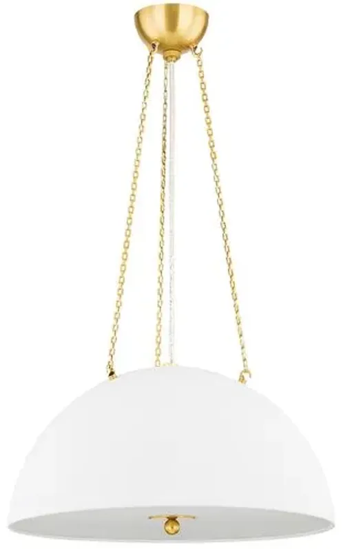 Chiswick Dome Pendant - Aged Brass/White Plaster