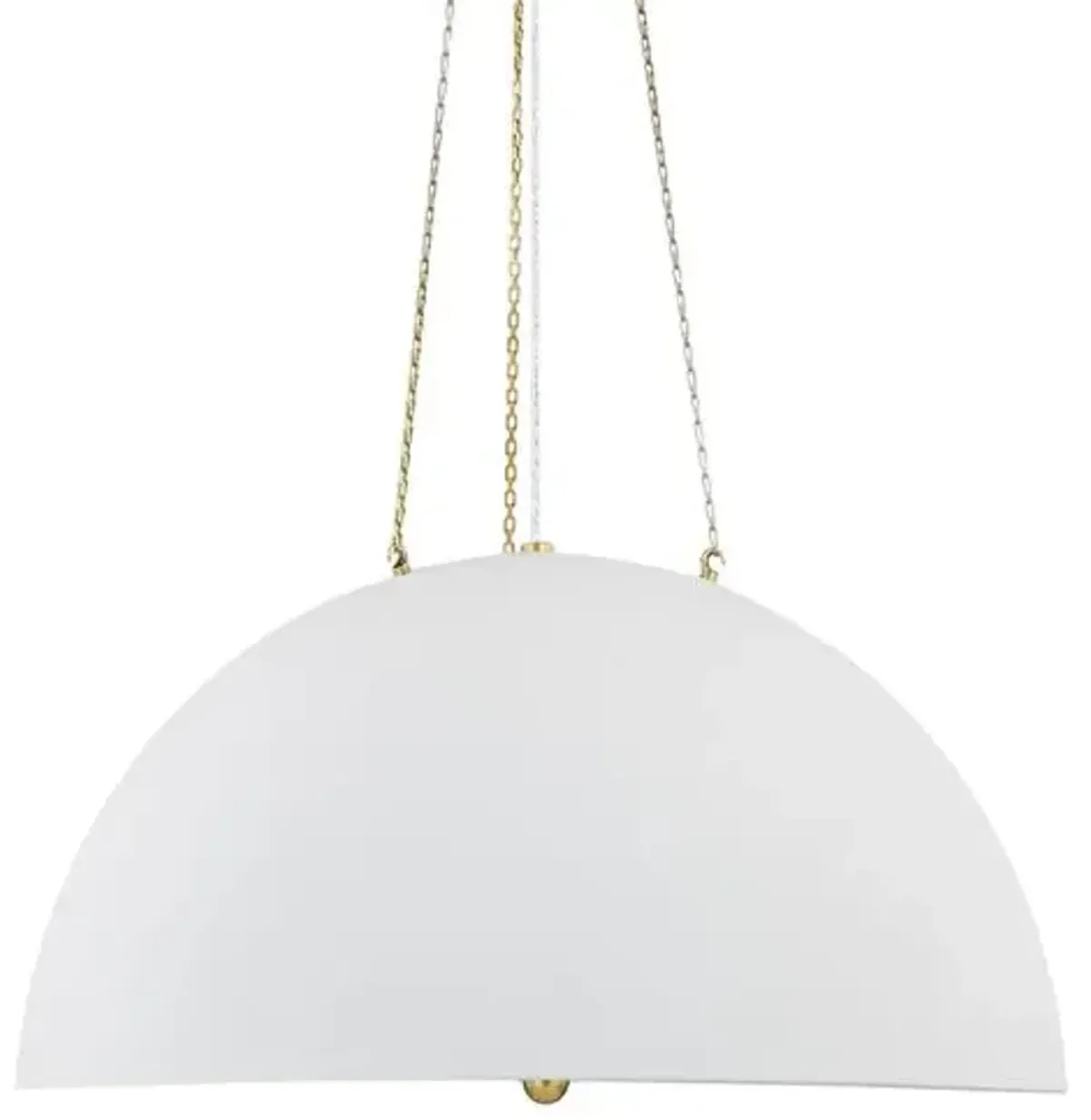 Chiswick Dome Pendant - Aged Brass/White Plaster