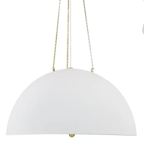 Chiswick Dome Pendant - Aged Brass/White Plaster