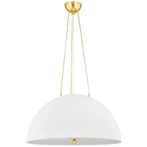 Chiswick Dome Pendant - Aged Brass/White Plaster