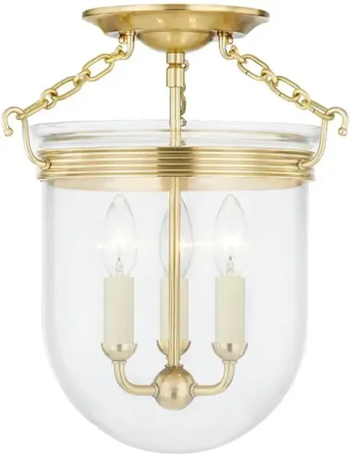 Rousham Semi Flush Mount - Aged Brass - Gold