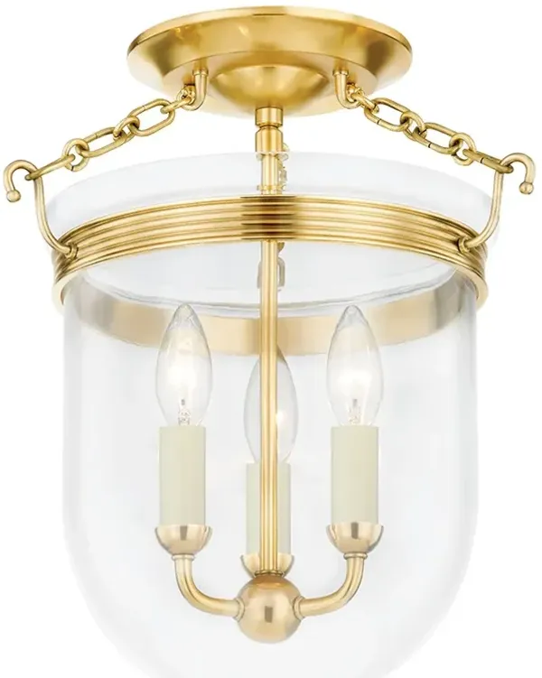 Rousham Semi Flush Mount - Aged Brass - Gold