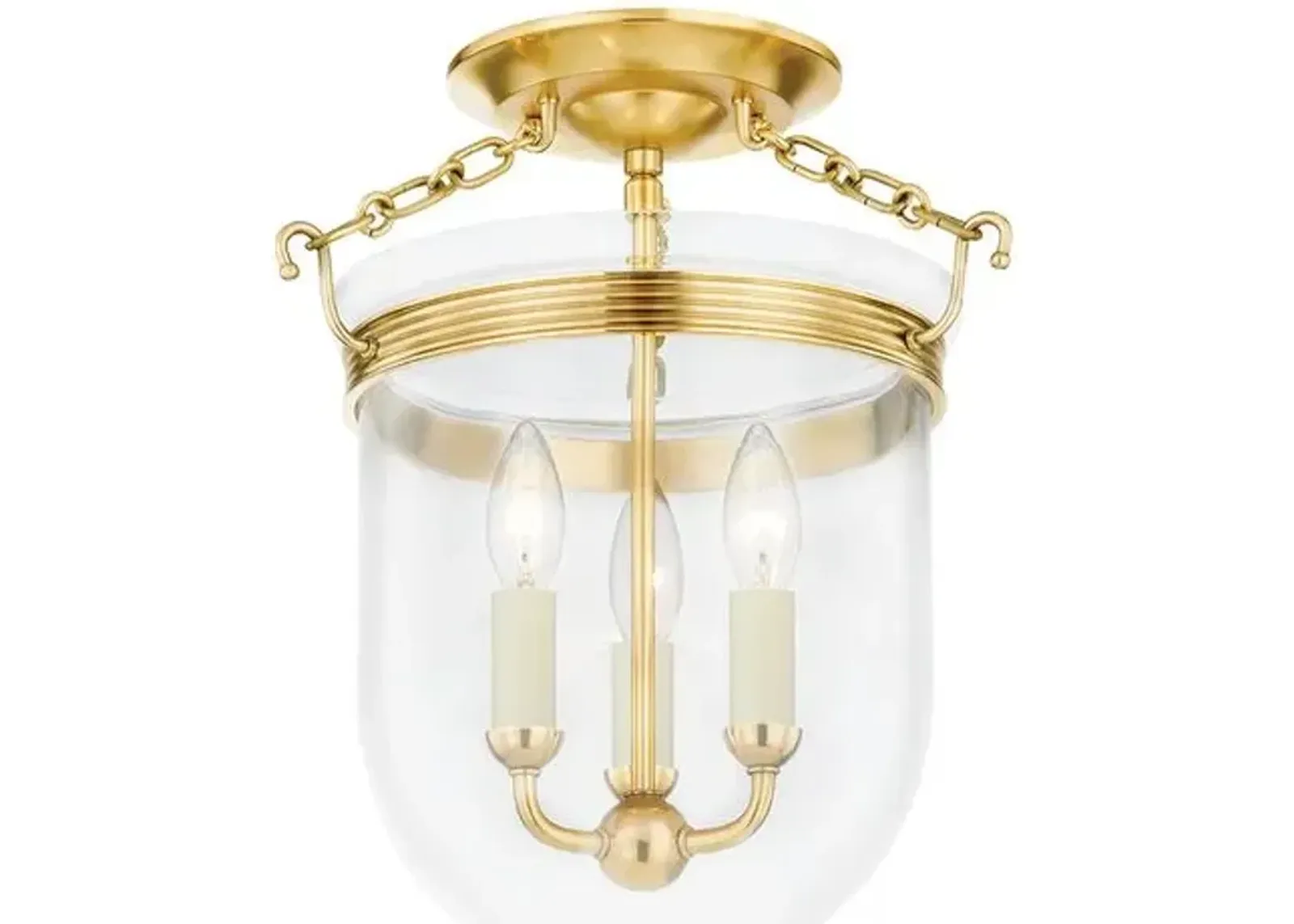 Rousham Semi Flush Mount - Aged Brass - Gold