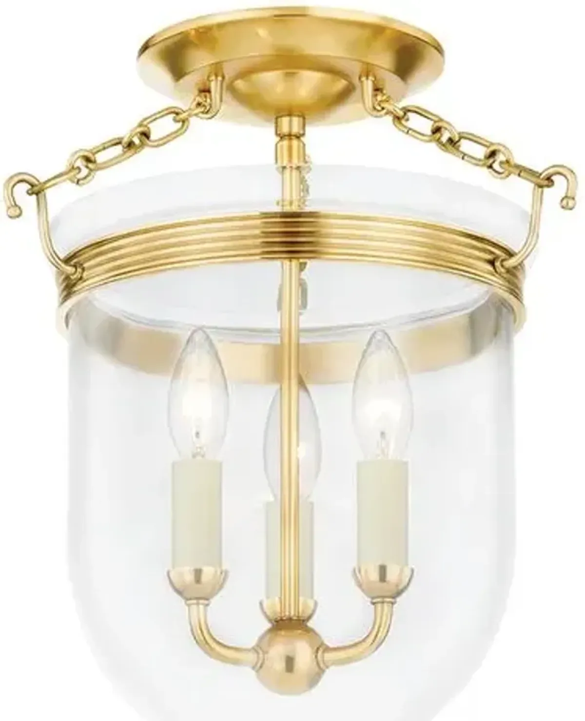 Rousham Semi Flush Mount - Aged Brass - Gold