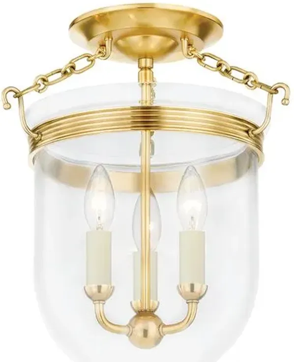 Rousham Semi Flush Mount - Aged Brass - Gold