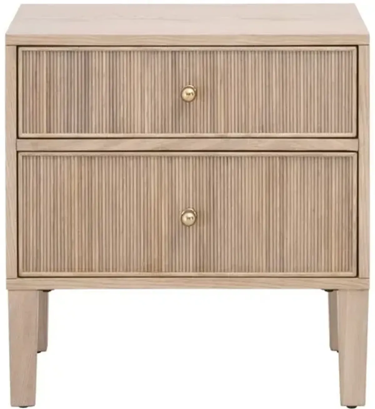 Linden Fluted 2-Drawer Oak Nightstand