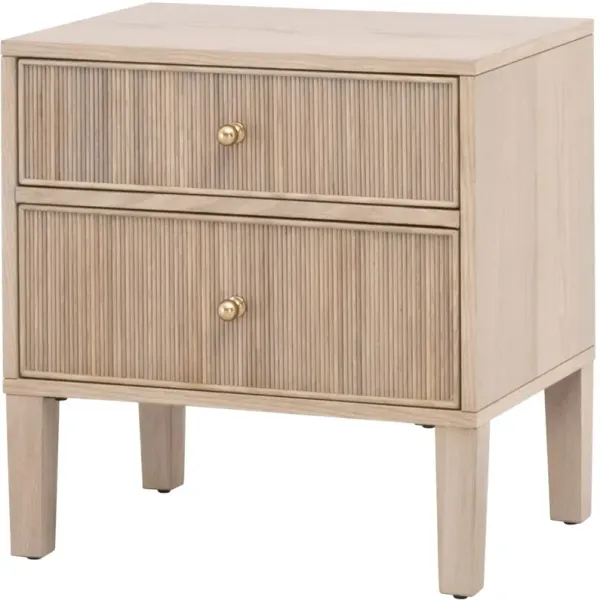 Linden Fluted 2-Drawer Oak Nightstand