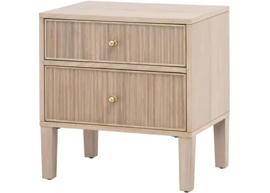 Linden Fluted 2-Drawer Nightstand - Natural Oak