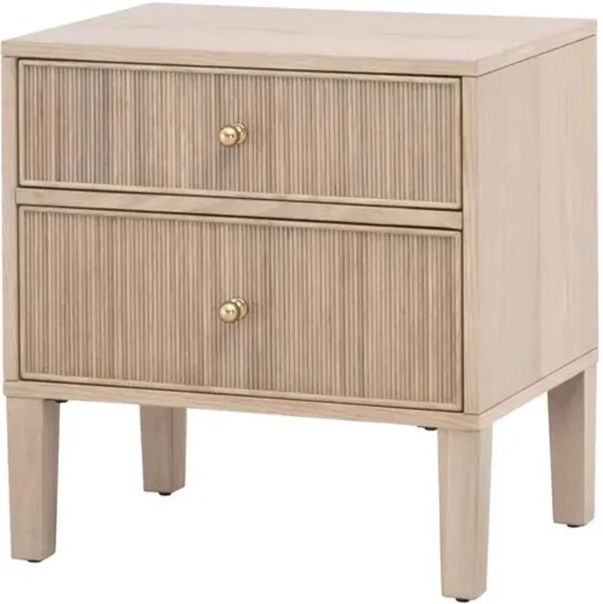 Linden Fluted 2-Drawer Oak Nightstand