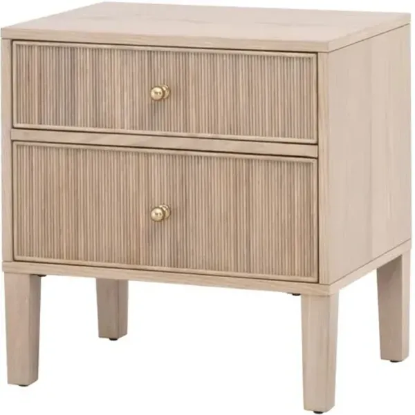 Linden Fluted 2-Drawer Oak Nightstand