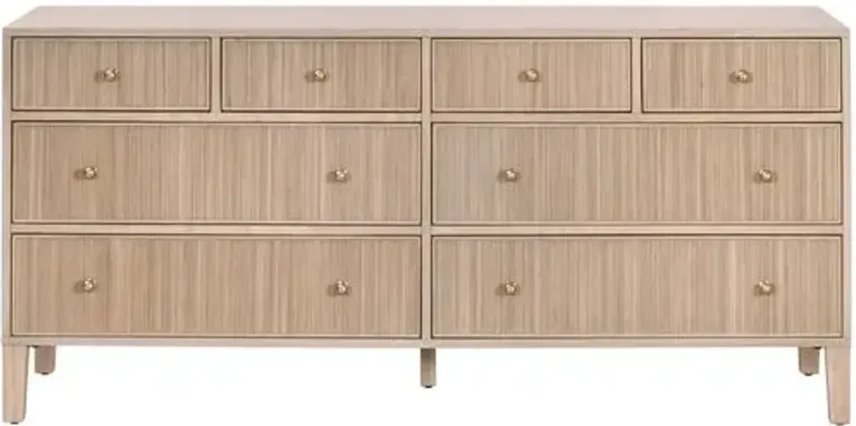 Linden Fluted 8-Drawer Double Dresser - Natural Oak - Brown