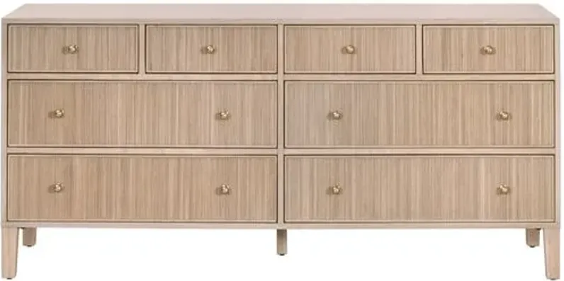 Linden Fluted 8-Drawer Double Dresser - Natural Oak - Brown