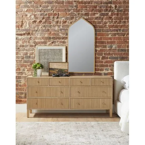 Linden Fluted 8-Drawer Double Dresser - Natural Oak - Brown