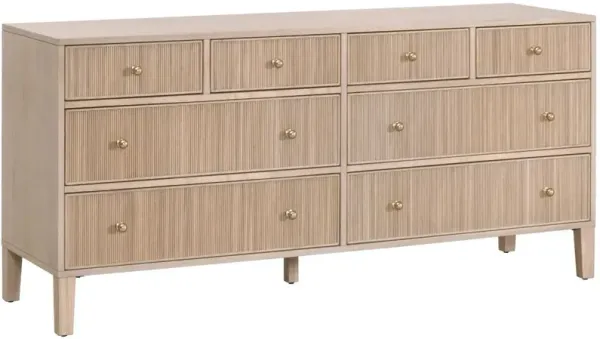 Linden Fluted 8-Drawer Oak Double Dresser