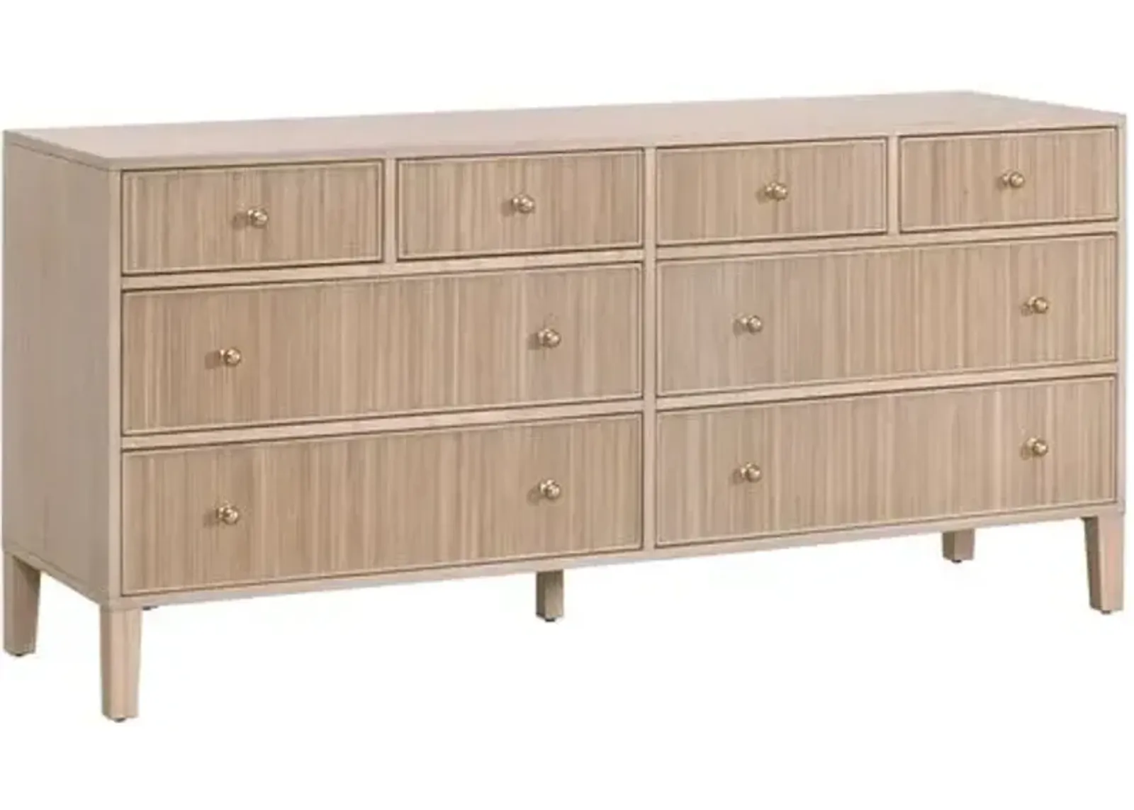 Linden Fluted 8-Drawer Double Dresser - Natural Oak - Brown