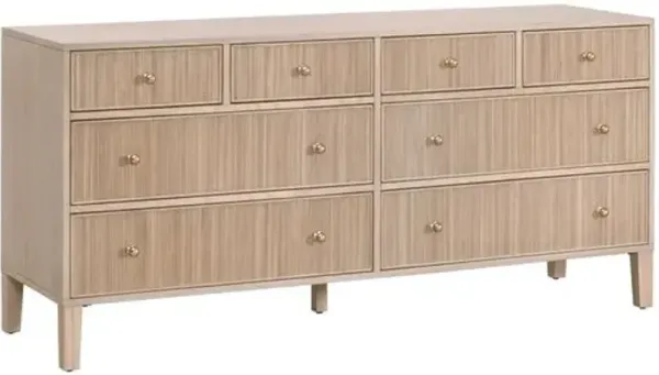 Linden Fluted 8-Drawer Oak Double Dresser - Brown