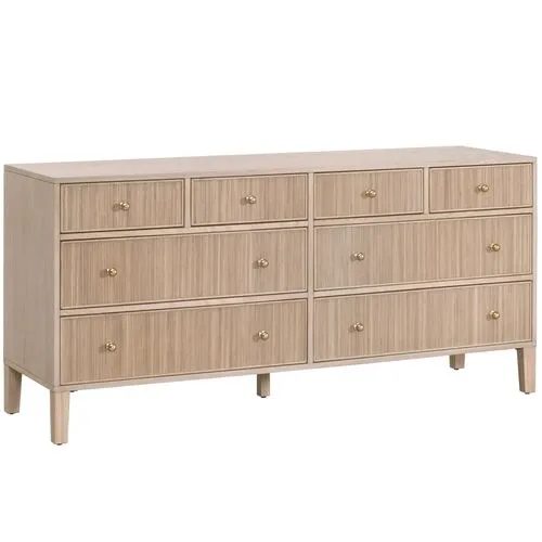 Linden Fluted 8-Drawer Double Dresser - Natural Oak - Brown