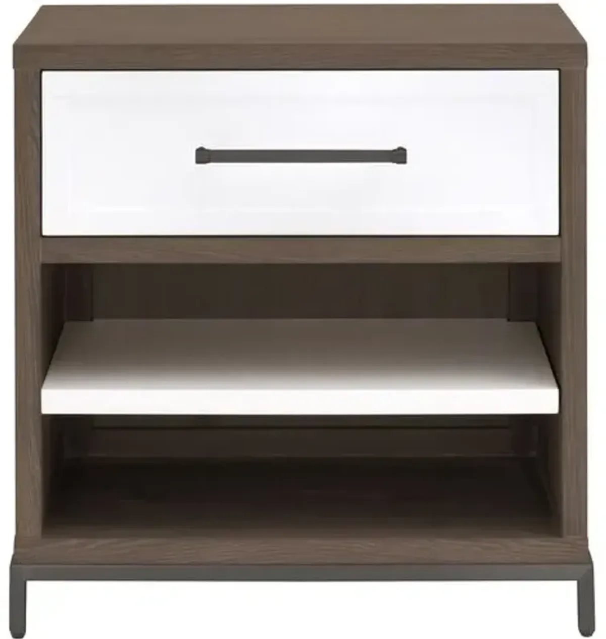 Fawn 1-Drawer Nightstand - Brown Acacia/Matte White