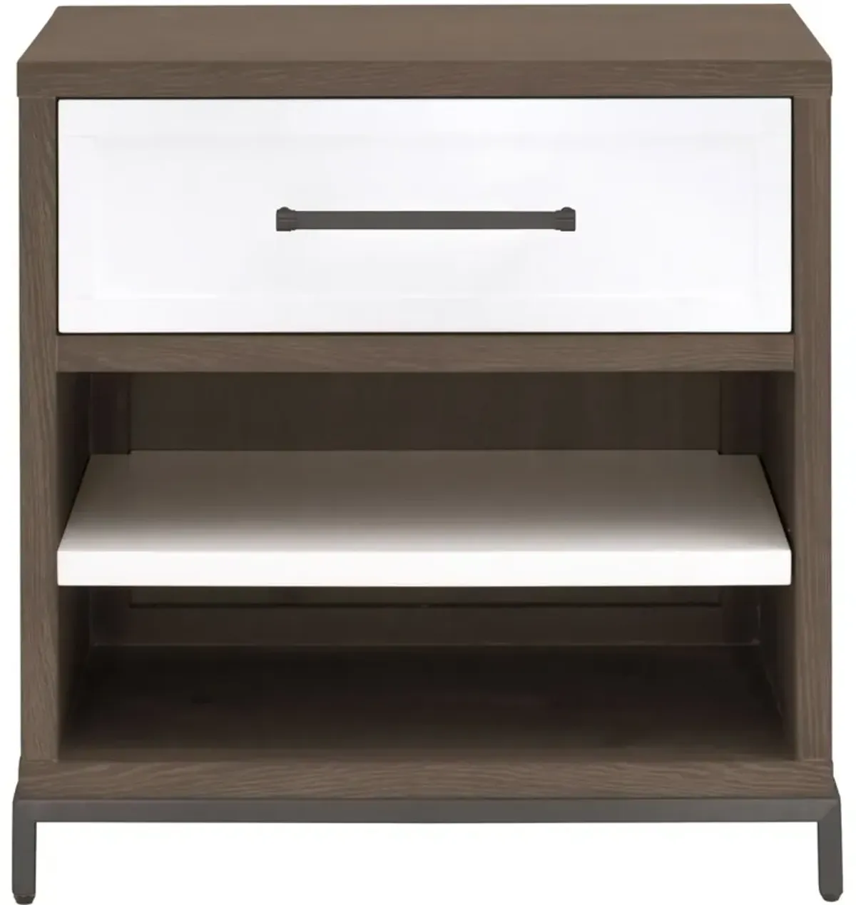 Fawn 1-Drawer Nightstand, Brown Acacia/Matte White