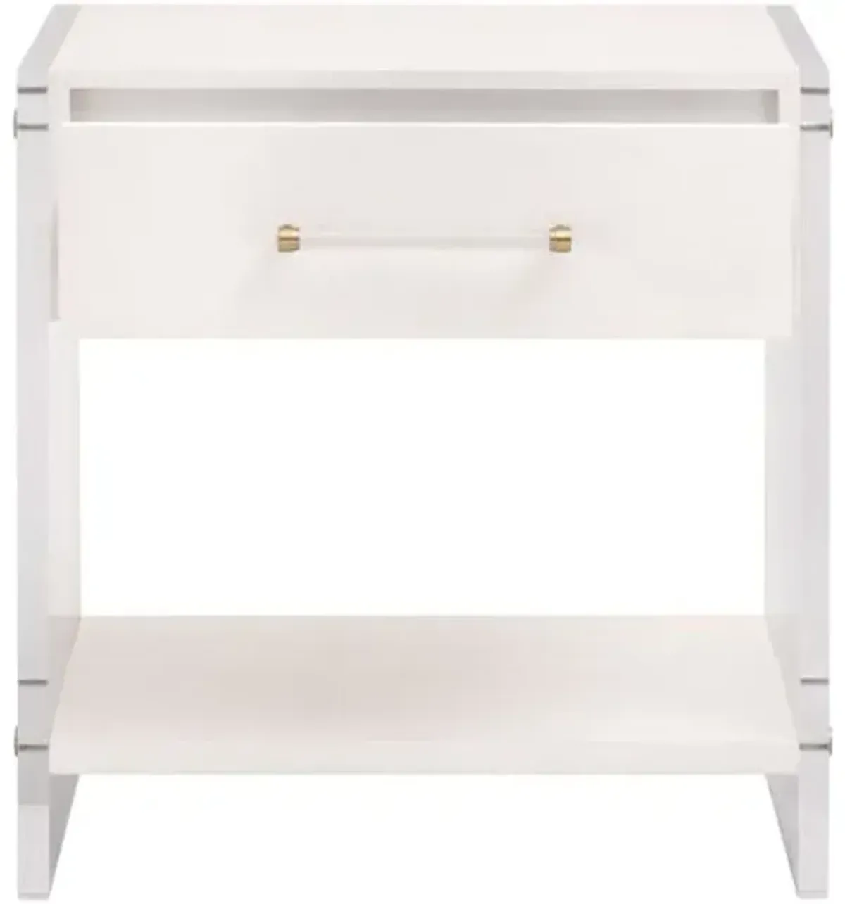 Regan Shagreen 1-Drawer Nightstand - Pearl/Lucite