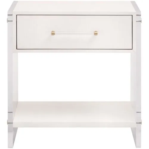 Regan Shagreen 1-Drawer Nightstand - Pearl/Lucite