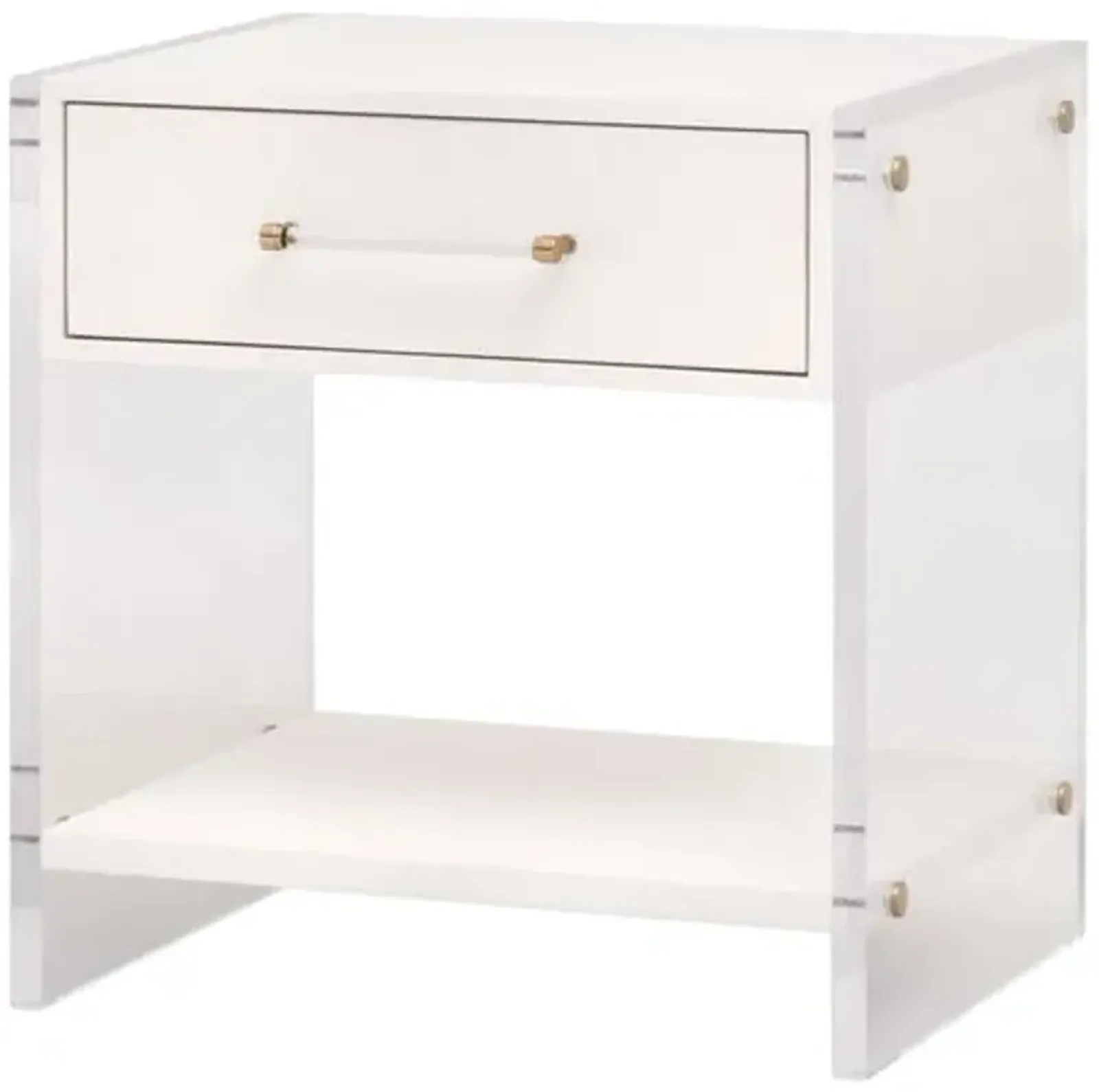 Regan Shagreen 1-Drawer Nightstand - Pearl/Lucite