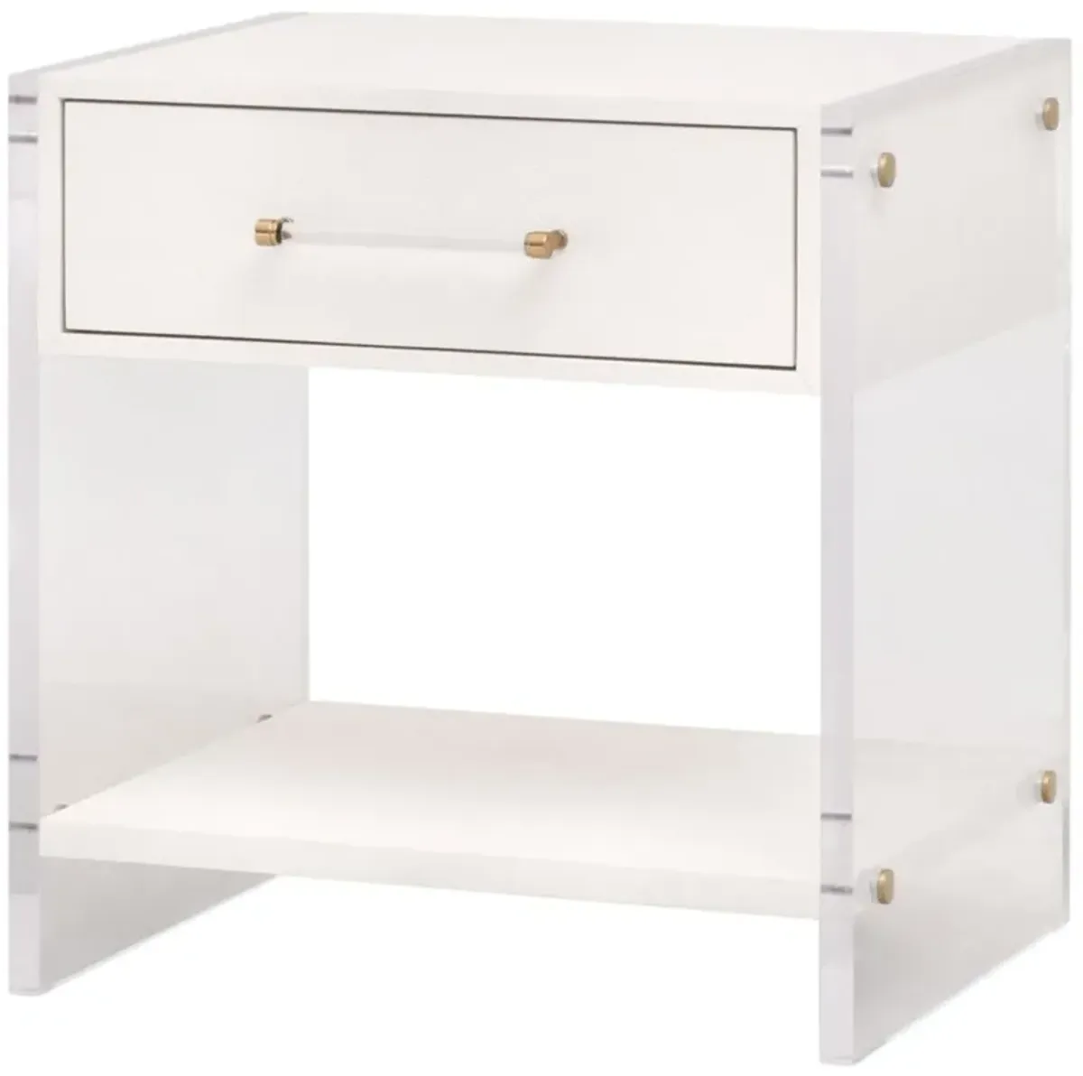 Regan Shagreen 1-Drawer Nightstand, Pearl/Lucite