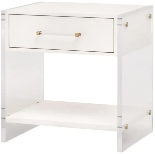 Regan Shagreen 1-Drawer Nightstand, Pearl/Lucite