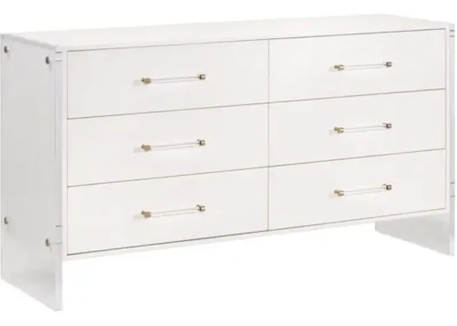 Regan Shagreen 6-Drawer Double Dresser - Pearl/Lucite - White