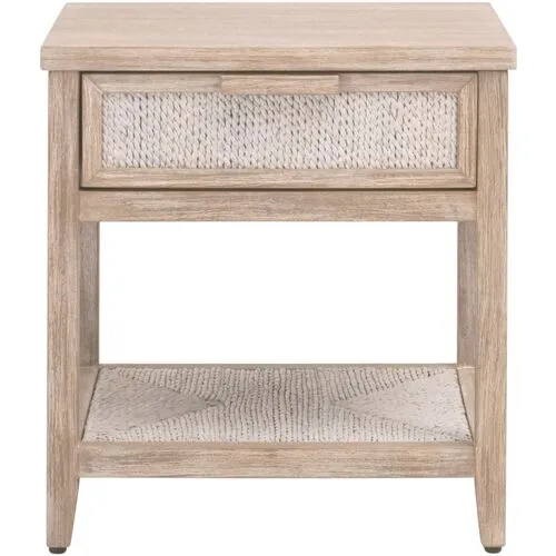 Huck 1-Drawer Nightstand - Natural Gray/White Wash Rope