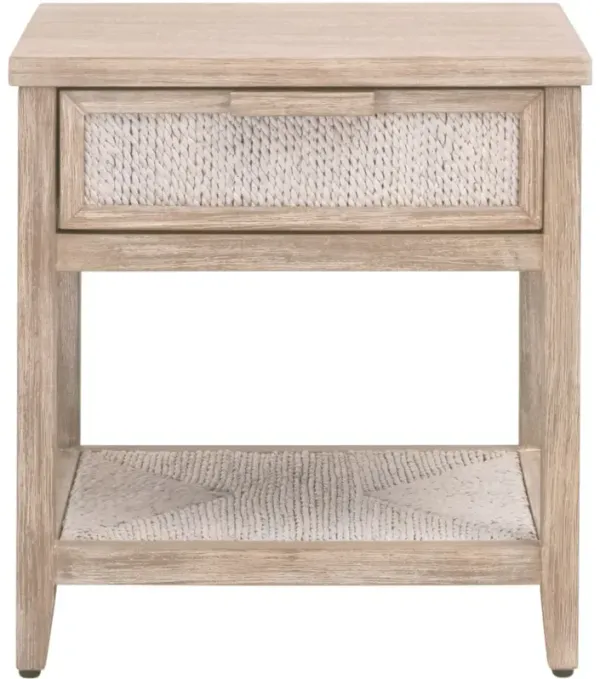 Huck 1-Drawer Nightstand, Natural Gray/White Wash Rope