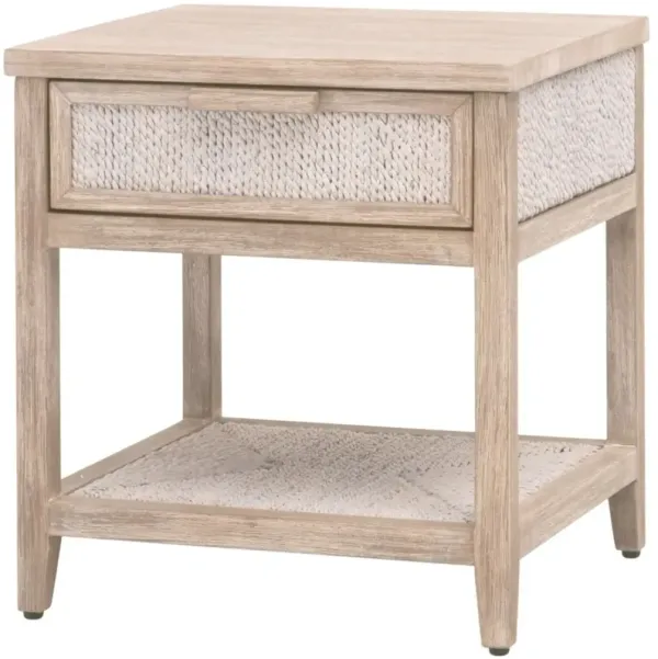 Huck 1-Drawer Nightstand, Natural Gray/White Wash Rope