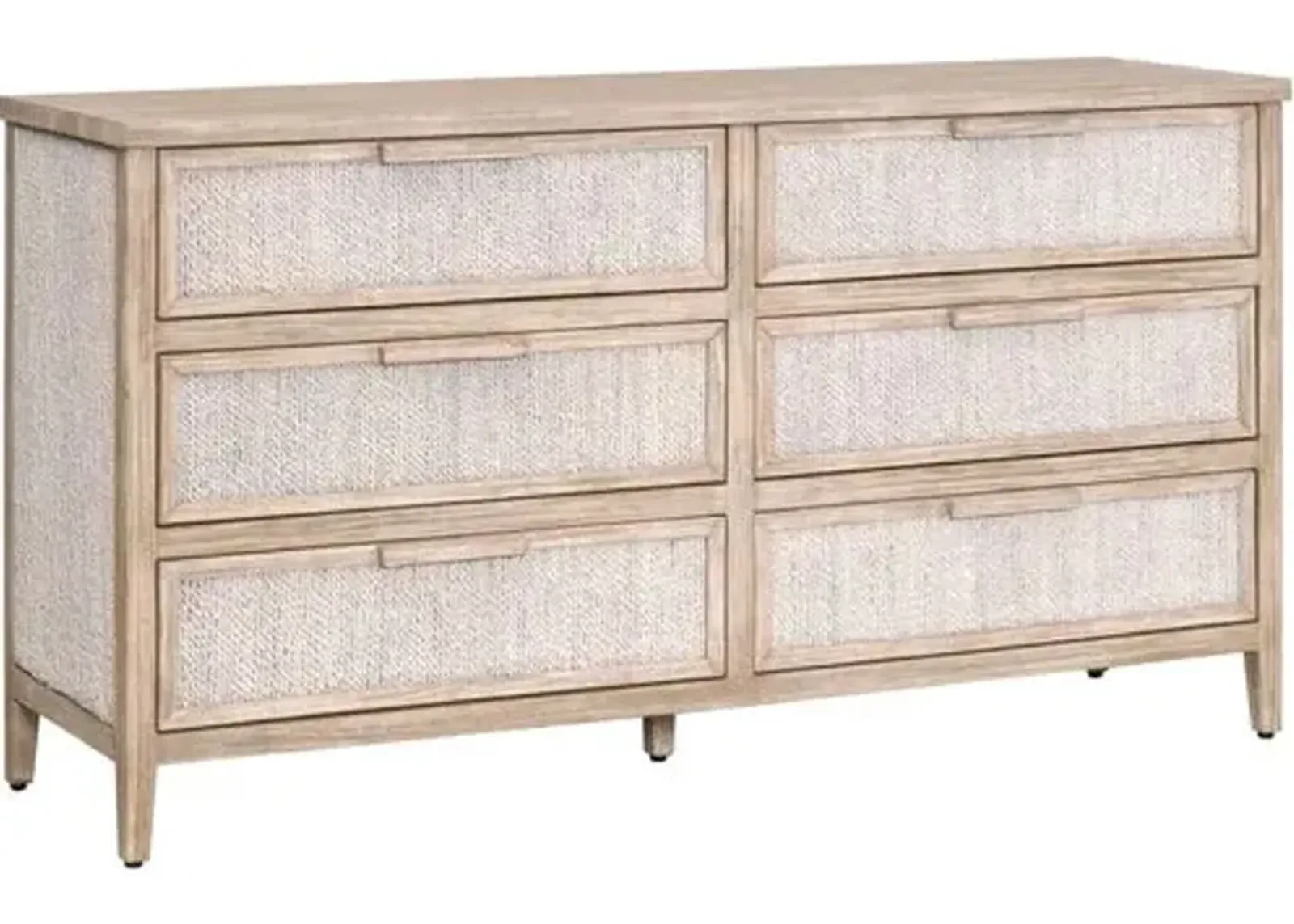 Huck 6-Drawer Double Dresser - Natural Gray/White Wash Rope