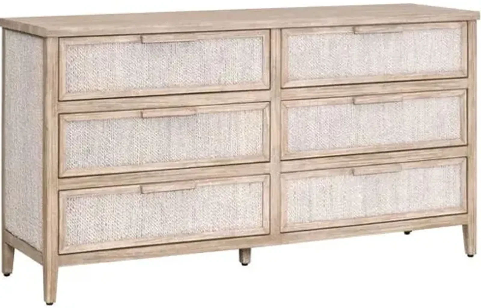 Huck 6-Drawer Double Dresser - Natural Gray/White Wash Rope