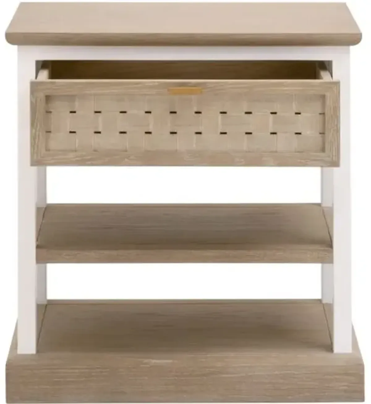 Laurent Weave 1-Drawer Side Table - Smoke Gray Oak/White Painted Oak