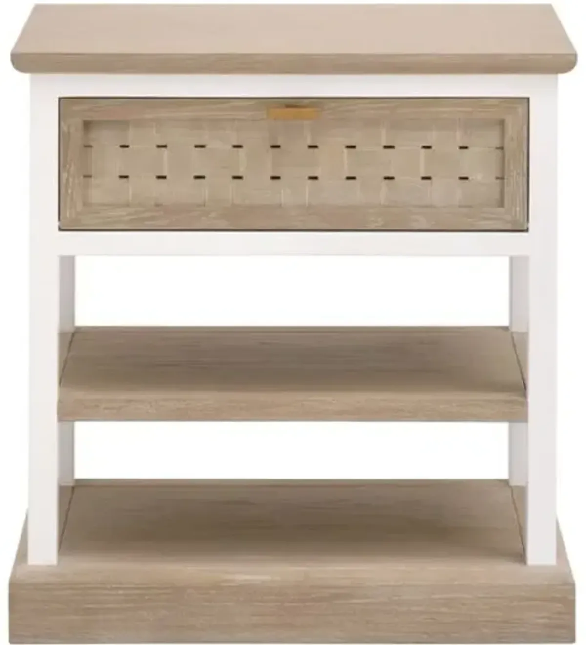 Laurent Weave 1-Drawer Side Table - Smoke Gray Oak/White Painted Oak