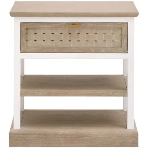 Laurent Weave 1-Drawer Side Table - Smoke Gray Oak/White Painted Oak