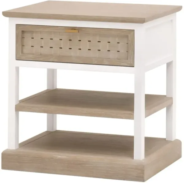 Laurent Weave 1-Drawer Side Table, Smoke Gray Oak/White Painted Oak