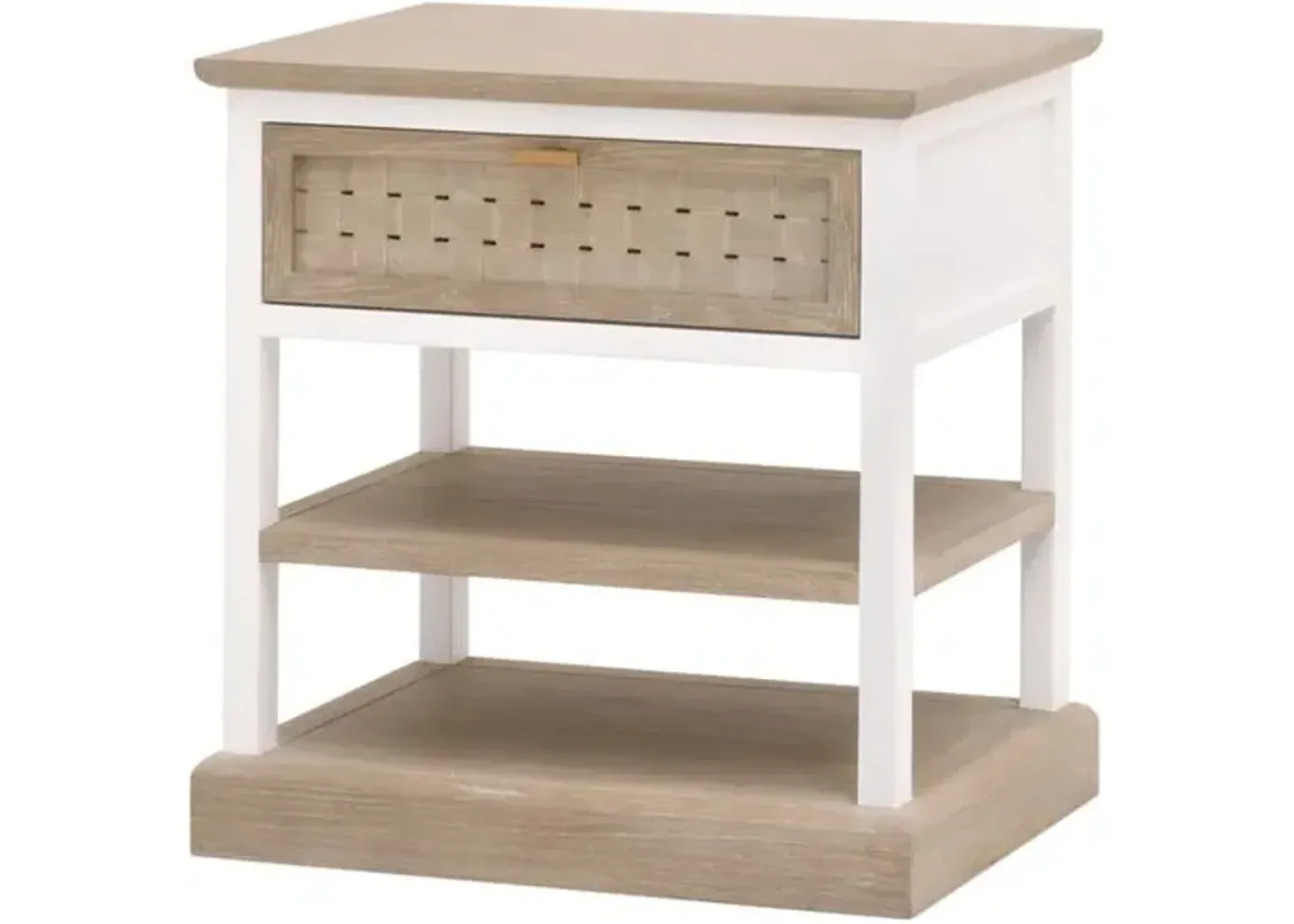 Laurent Weave 1-Drawer Side Table - Smoke Gray Oak/White Painted Oak