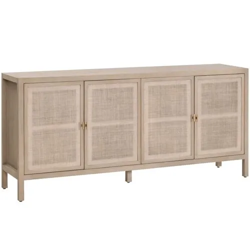 Sawyer Cane Media Sideboard - Smoke Gray Oak