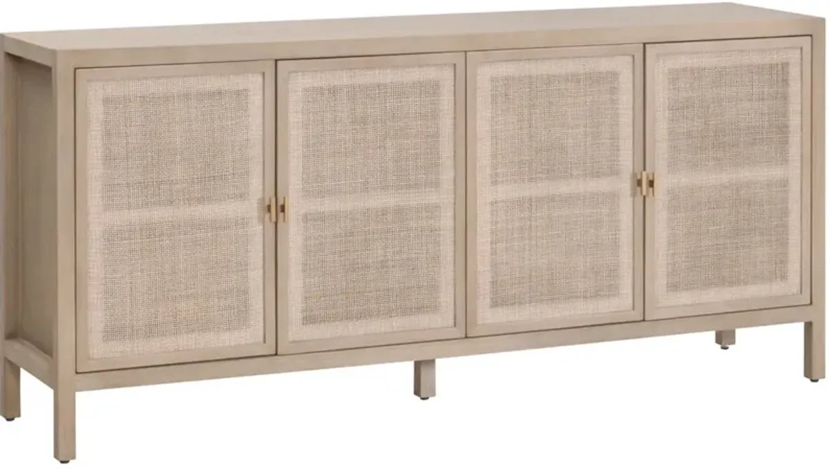 Sawyer Cane Media Sideboard, Smoke Gray Oak