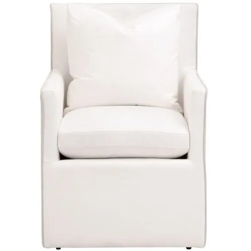 Juliana 2-Tone Armchair with Casters - Pearl/Bisque Linen Performance - White