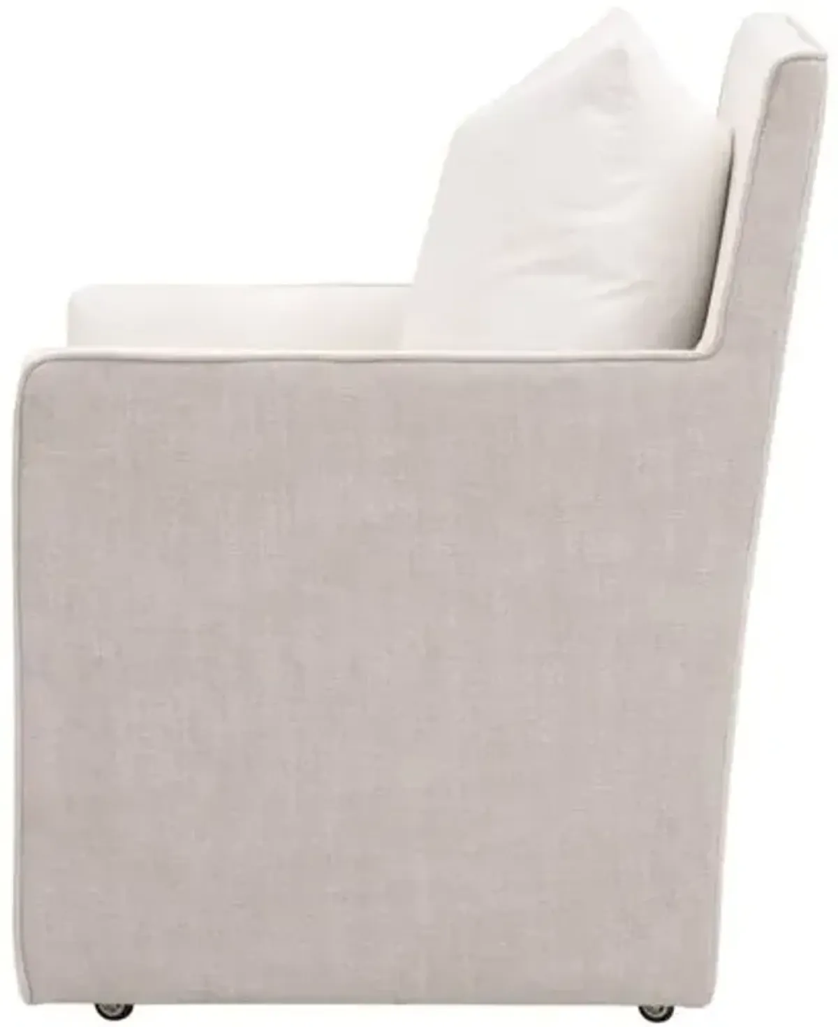 Julianna 2-Tone Armchair with Casters - Pearl/Bisque Linen Performance - White